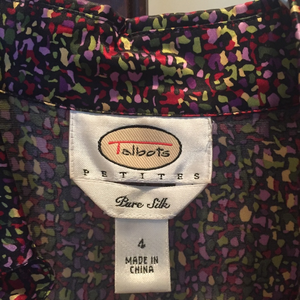 Talbots Multi Colored Silk Button Down Shirt - image 3
